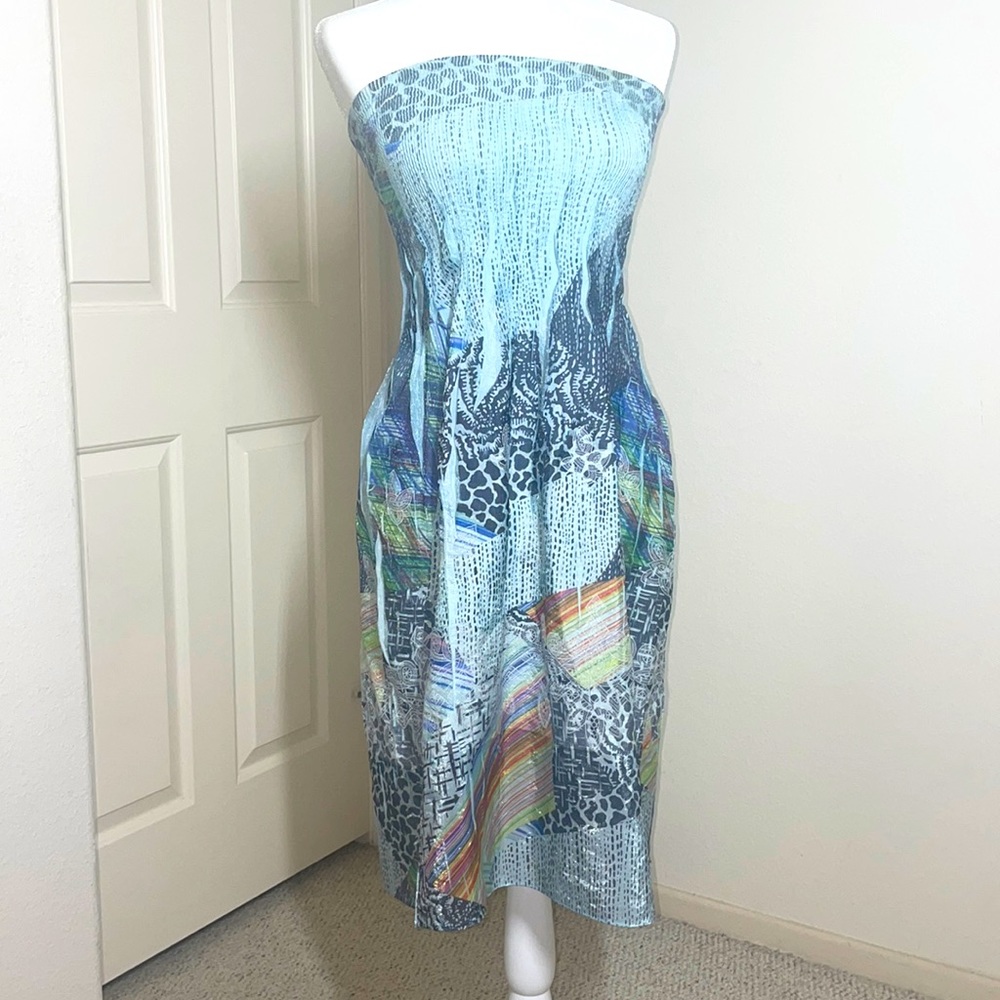 Lapis strapless sundress